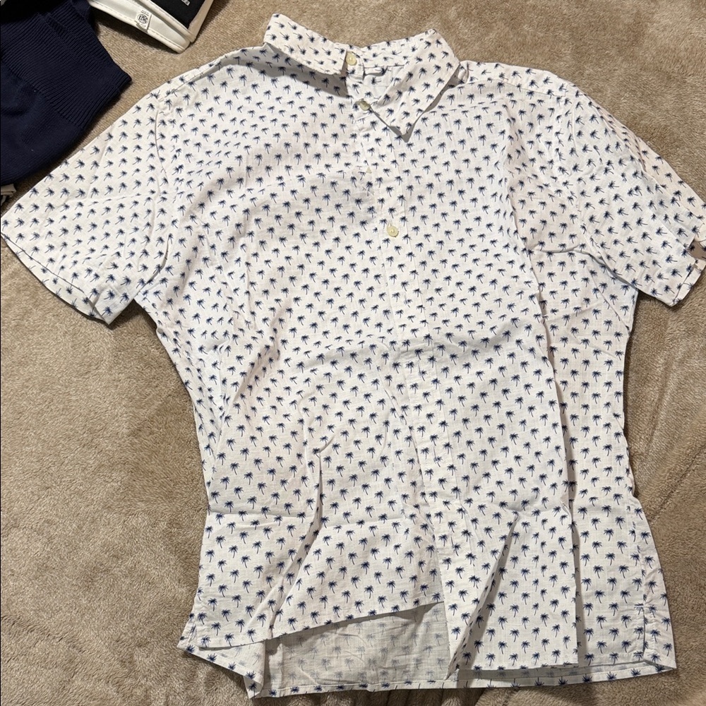 Goodfellow & Co White Shirt with Blue Pattern
